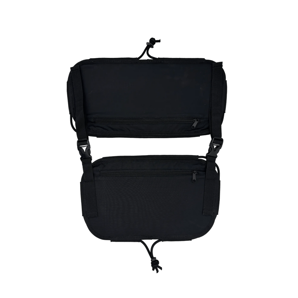 Black Ripstop Double Rear Bag with Black Bungee Cord